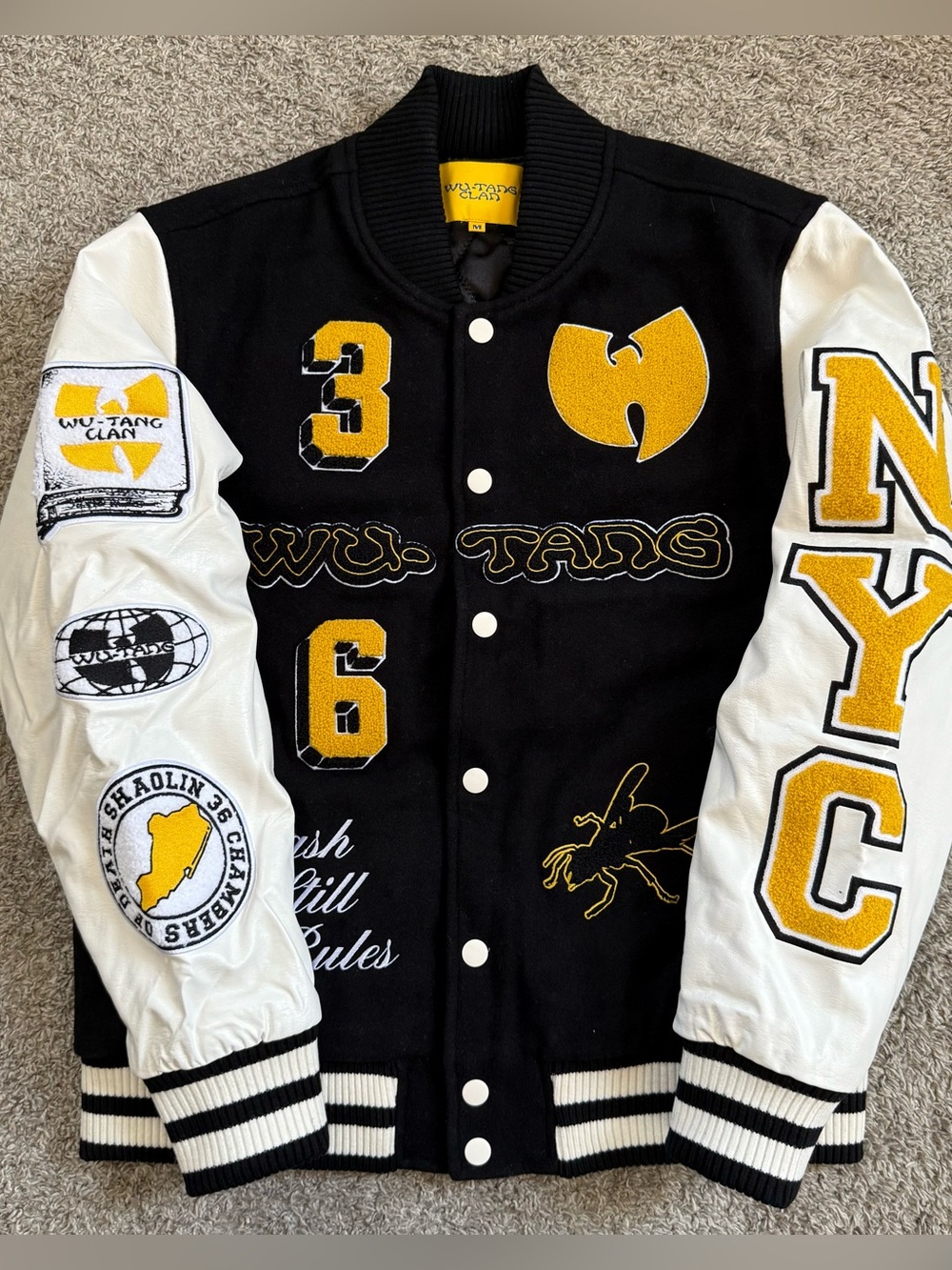 🔴Wu-Tang Jacket Size Medium Varsity WuTang Poly Leather Rza Raekwon Gza